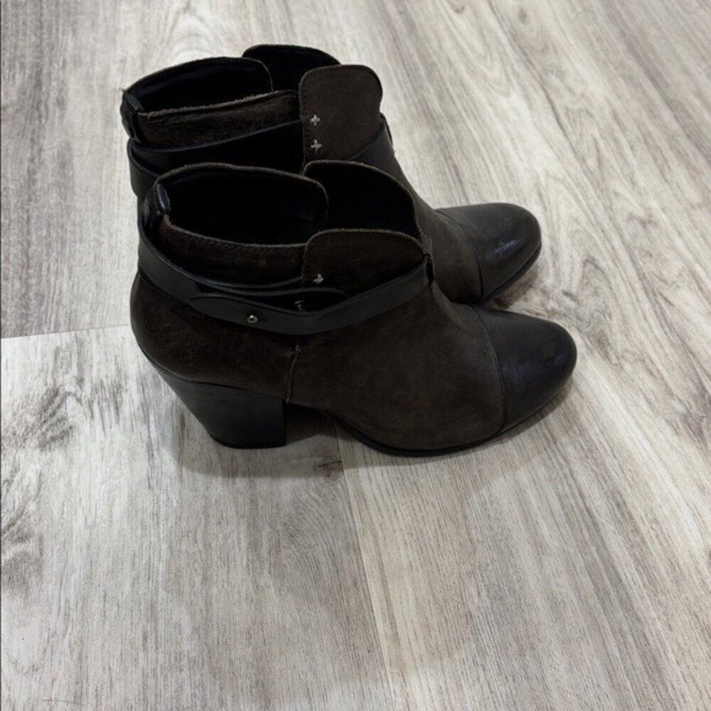 rag & bone Dark Brown HARROW STONE NUBUCK   Ankle Booties EU 39 US  8.5 - Picture 2 of 9